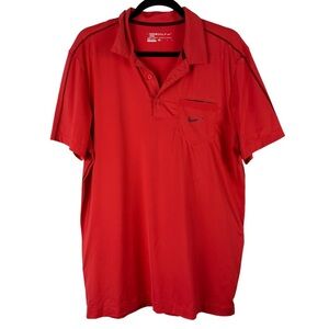 Nike Sz L Men's Red Short Sleeve‎ Golf Sport Polo Shirt